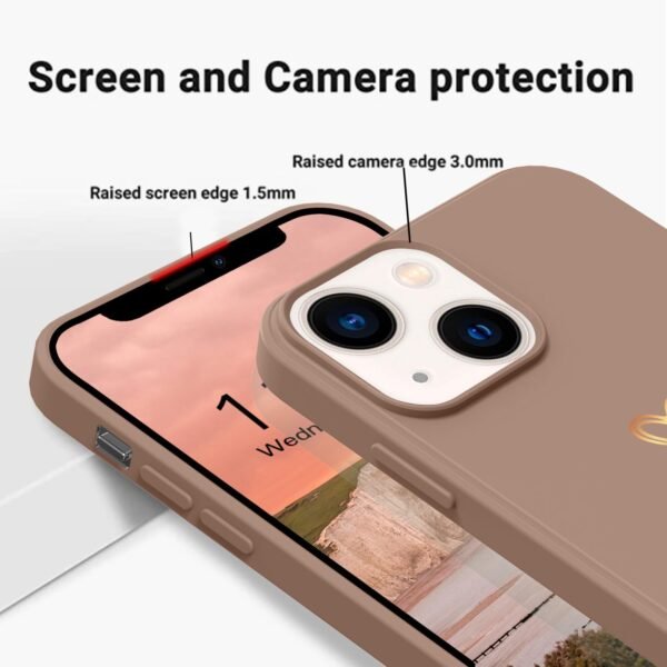 pre puzdro na iPhone 14 – puzdro so zlatým srdcom z lásky, dievčenské puzdro z mäkkého silikónu, tenké, odolné proti nárazom, v odtieni sladkého zlata – ochranné puzdro Love pre iPhone 14 6,1" v hnedej farbe