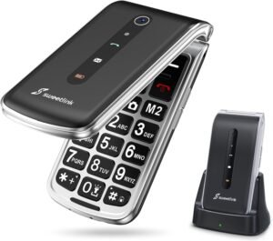 61hwek1v-eL._AC_SL1500_.jpg F1PLUS – mobilný telefón pre seniorov, skladací mobilný telefón, bez zmluvy, mobilný telefón s veľkými tlačidlami a nabíjacou stanicou, GSM Flip mobilný telefón s funkciou SOS pre núdzové volania, batéria