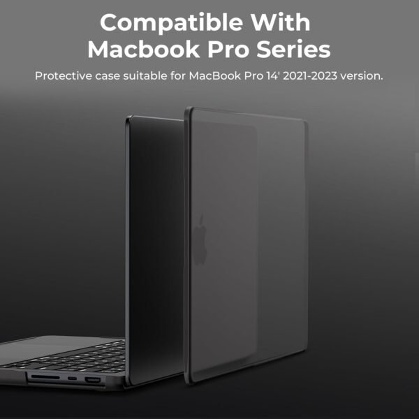 61i41MECZsL._AC_SL1500_.jpg Puzdro EooCoo kompatibilné s MacBookom Pro 14 palcov (modely 2021–2024) M4 M3 M2 M1 A3112 A3185 A3401 A2992 A2918 A2779 A2442 Pro/Max, ochranné puzdro typu shell, plastové matné puzdro, čierne