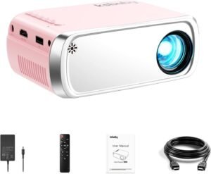 61iDOFobfL._AC_SL1500_.jpg Prenosný projektor, ksbaby Outdoor projektor, estetický LED mini projektor na premietanie filmov vonku, kompatibilný s HDMI, USB, notebookom, TV Stickom, telefónmi s iOS a Androidom