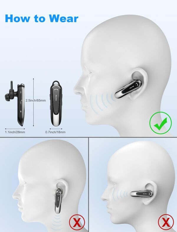 61jNMZx42iL._AC_SL1500_.jpg New Bee Bluetooth Headset – bezdrôtová handsfree súprava s dvojitým mikrofónom, Bluetooth V5.0, s výdržou 20 hodín hovoru, funkciou stlmenia mikrofónu a možnosťou pripojenia dvoch zariadení – pre iPhone, Android a notebook