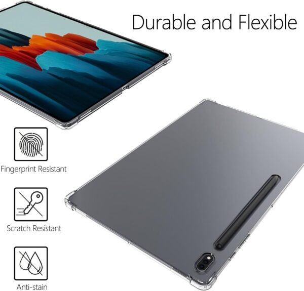 61q-MDybfL._AC_SL1500_.jpg Puzdro pre Samsung Galaxy Tab S8+/Galaxy Tab S8 Plus/Tab S7 Plus/Tab S7 FE, ochranné puzdro, ľahké ochranné puzdro s pružným TPU krytom, priehľadná zadná strana, puzdro odolné proti nárazom