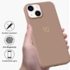 pre puzdro na iPhone 14 – puzdro so zlatým srdcom z lásky, dievčenské puzdro z mäkkého silikónu, tenké, odolné proti nárazom, v odtieni sladkého zlata – ochranné puzdro Love pre iPhone 14 6,1" v hnedej farbe
