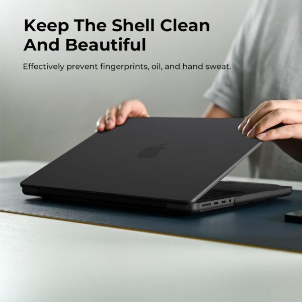 61vyW2WnemL._AC_SL1500_.jpg Puzdro EooCoo kompatibilné s MacBookom Pro 14 palcov (modely 2021–2024) M4 M3 M2 M1 A3112 A3185 A3401 A2992 A2918 A2779 A2442 Pro/Max, ochranné puzdro typu shell, plastové matné puzdro, čierne