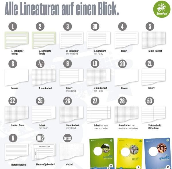 61vyzmsnfzL._AC_SL1000_.jpg Staufen 608572028 – Staufen Green Collegeblock, formát DIN A4, motív WORK, linkovanie 28 (5 mm kockované s okrajmi), 80 listov, 4-násobné dierovanie, prémiový biely recyklovaný papier 70 g/m², 1 kus