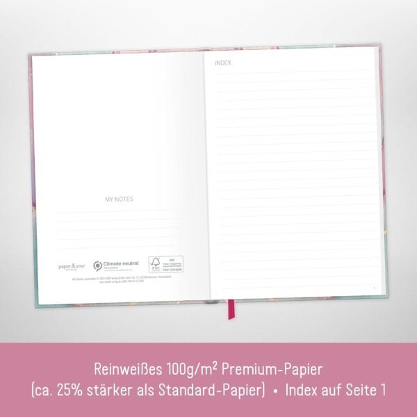 61w-CV3YYdL._AC_SL1500_.jpg Zápisník paper&you A5+ s linkami a gumičkou „Silky Pink“, 156 strán, 78 listov – ako denník, diár, zošit na poznámky – udržateľný a šetrný k životnému prostrediu