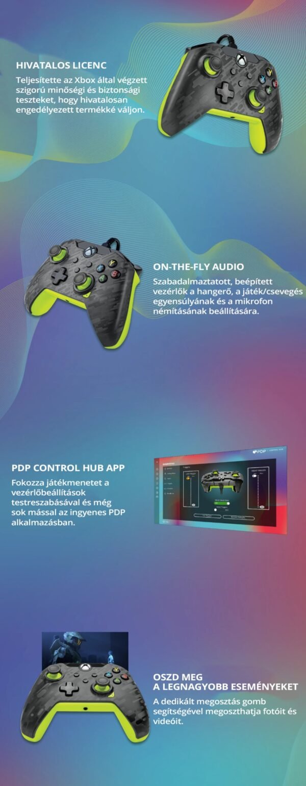 PDP Xbox Ovládač drôtový Electric Carbon