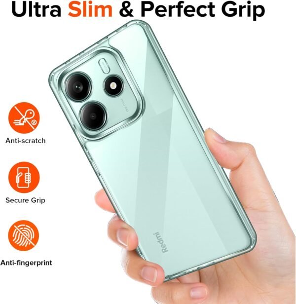 ivoler Priehľadné puzdro pre Xiaomi Redmi Note 14 5G, ktoré nikdy nežltne (nie je určené pre Redmi Note 14 4G), 1 puzdro na mobil s 2 kusmi pancierového ochranného skla, nárazuvzdorné priehľadné ochranné puzdro, tenké