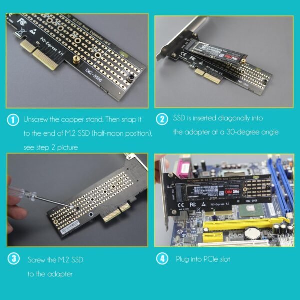 71-siLMUUL._AC_SL1500_.jpg GLOTRENDS PA22110 M. 2 NVMe na PCIe 4. 0 X4 adaptér pre SSD 22110 M.2 NVMe