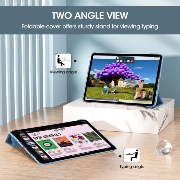 711bOQ38NL._AC_SL1500_.jpg ProCase Puzdro pre iPad Air 13 palcov (M3/M2 2025/2024), trojité ochranné puzdro pre 13" iPad Air M3 2025/ M2 2024, tenké a ľahké Smart Cover s priehľadným matným zadným krytom – svetlo modré