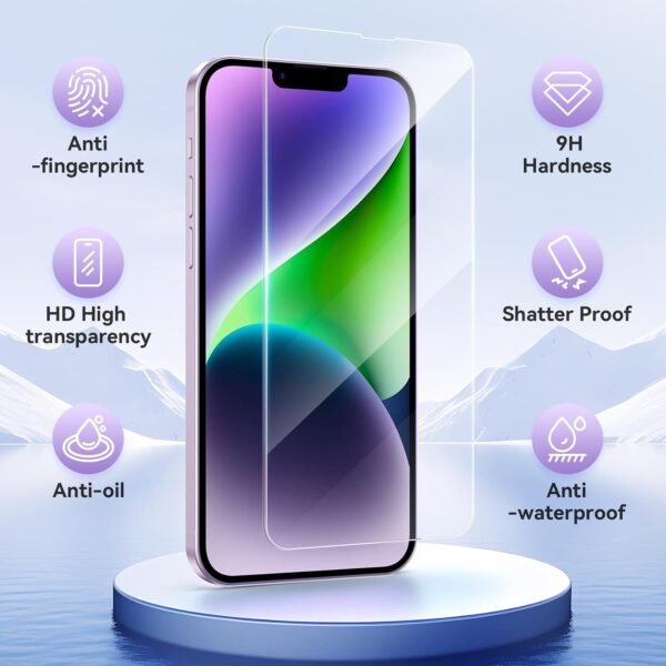 3 ks pancierového ochranného skla pre iPhone 14, ochranná fólia, iPhone 14 (6,1 palca), pancierová fólia, tvrdosť 9H, HD ochrana displeja, odolná proti poškriabaniu, bez bubliniek, ultra číra.