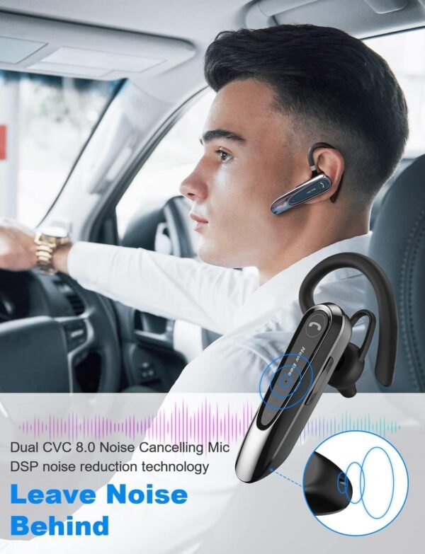 716Xq3NsoGL._AC_SL1500_.jpg New Bee Bluetooth Headset – bezdrôtová handsfree súprava s dvojitým mikrofónom, Bluetooth V5.0, s výdržou 20 hodín hovoru, funkciou stlmenia mikrofónu a možnosťou pripojenia dvoch zariadení – pre iPhone, Android a notebook