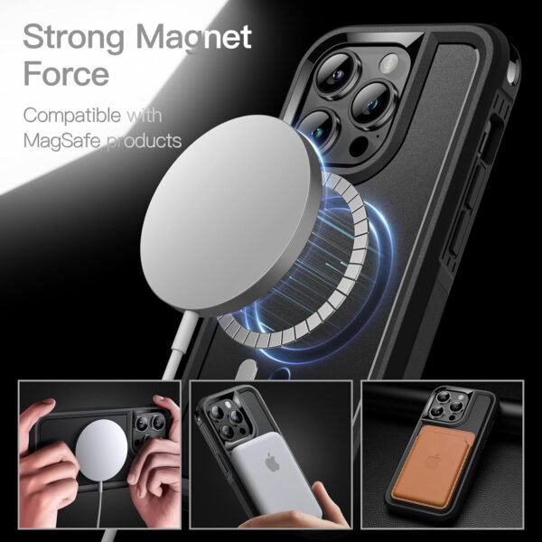 718HCbw9qPL._AC_SL1500_.jpg JETech Puzdro pre iPhone 14 Pro Max 6,7 palca kompatibilné s MagSafe, odolné dvojvrstvové puzdro s robustnou ochranou, nárazuvzdorné ochranné tvrdé magnetické puzdro na mobil (čierne)