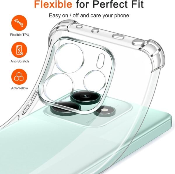 ivoler Priehľadné puzdro pre Xiaomi Redmi Note 14 5G (nie pre Redmi Note 14 4G), 1 puzdro na mobil s 2 kusmi tvrdeného skla, priehľadné nárazuvzdorné puzdro z tenkého mäkkého TPU