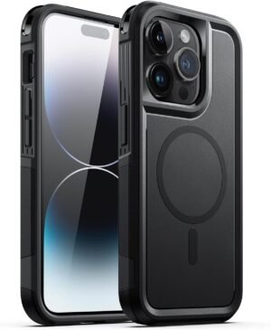 719F0ciSAQL._AC_SL1500_.jpg JETech Puzdro pre iPhone 14 Pro Max 6,7 palca kompatibilné s MagSafe, odolné dvojvrstvové puzdro s robustnou ochranou, nárazuvzdorné ochranné tvrdé magnetické puzdro na mobil (čierne)