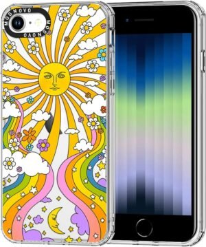 MOSNOVO Puzdro pre iPhone SE/iPhone 8/iPhone 7 – priehľadné, tenké, odolné proti nárazom, puzdro na mobil z TPU + PC, [ochrana proti pádu/poškriabaniu z 6,6 stôp] – psychedelické umenie 70. rokov Groove