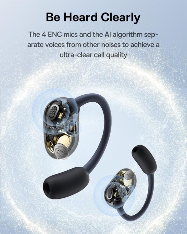 Slúchadlá Baseus Eli Sport 1 Open Ear s technológiou Bluetooth, priestorovým zvukom, silnými basmi, ultralahké, odolné proti vode podľa normy IPX4, mikrofóny s technológiou ENC, bezdrôtové slúchadlá s technológiou Bluetooth 5.3 na beh, tréning a fitness