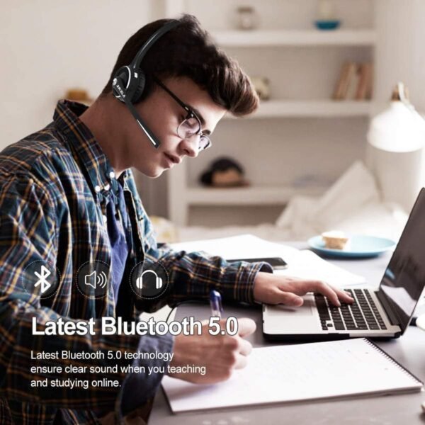 71F-nlfklAL._AC_SL1200_.jpg Bluetooth slúchadlá AIKELA V5.0 s mikrofónom s potlačením hluku, bezdrôtové slúchadlá s nabíjacou stanicou, slúchadlá s funkciou stlmenia zvuku pre domácu kanceláriu, vodičov nákladných vozidiel, biznis,