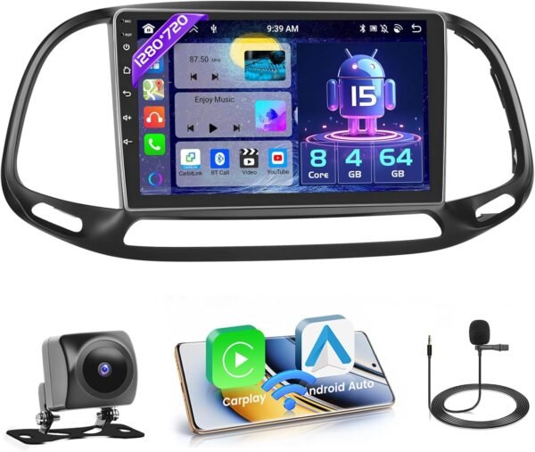 71GQXEj4Y3L._AC_SL1500_.jpg Hikity 8-jadrový 4 GB + 64 GB Android 15 Autorádio pre FIAT Doblo/nová karoséria 2015 Rádio s bezdrôtovým pripojením CarPlay, Android Auto, Bluetooth, handsfree, 9" displej, GPS, WiFi, SWC, USB Type-C, DSP