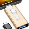 USB kľúč, 256 GB, USB 3.0, vysokorýchlostný prenos, 4 v 1, USB kľúč pre iOS, Android, tablet, typ C a PC, USB kľúč typu C, ukladanie fotografií, videí a súborov (zlatý)