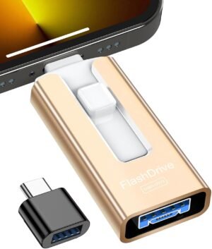 71HnJOhQRqL._AC_SL1500_.jpg USB kľúč, 256 GB, USB 3.0, vysokorýchlostný prenos, 4 v 1, USB kľúč pre iOS, Android, tablet, typ C a PC, USB kľúč typu C, ukladanie fotografií, videí a súborov (zlatý)