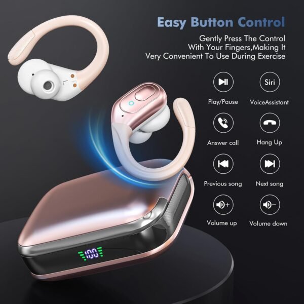 71JpQcD7urL._AC_SL1500_.jpg Bezdrôtové slúchadlá, 75 hodín prehrávania cez Bluetooth 5.3, vodotesné Bluetooth slúchadlá s certifikáciou IP7 na behanie, bezdrôtové slúchadlá do uší s USB-C pre iOS/Android (ružové zlato)