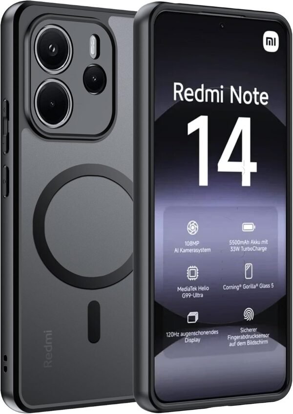 Magnetické puzdro Effcotuo pre Xiaomi Redmi Note 14 4G (nie pre 5G) [kompatibilné s MagSafe] – kompletná ochrana fotoaparátu, magnetické puzdro na mobil, odolné proti nárazom, tenké, priehľadné
