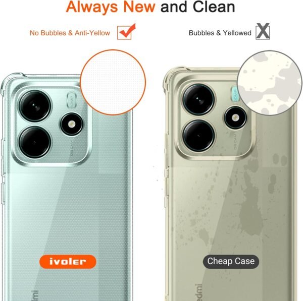 ivoler Priehľadné puzdro pre Xiaomi Redmi Note 14 5G (nie pre Redmi Note 14 4G), 1 puzdro na mobil s 2 kusmi tvrdeného skla, priehľadné nárazuvzdorné puzdro z tenkého mäkkého TPU