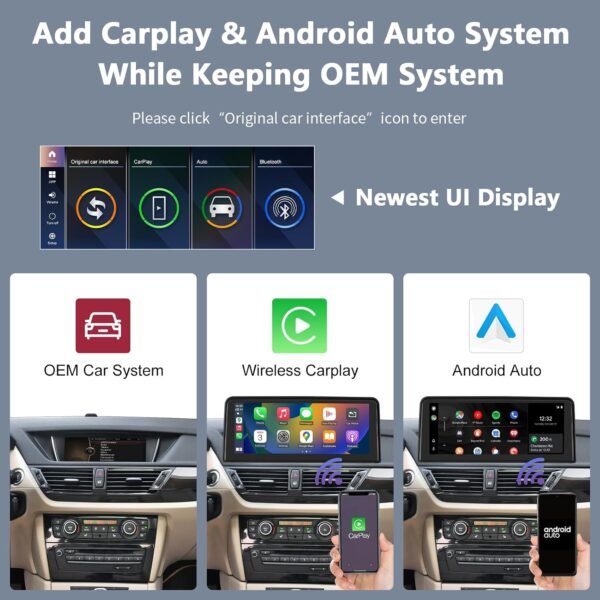 71M7TAc1QL._AC_SL1500_.jpg Autorádio Road Top s uhlopriečkou 10,25 palca, bezdrôtové CarPlay, dotykový displej pre BMW radu X1 (séria E84) z rokov 2009–2015 so systémom CIC, podpora bezdrôtového pripojenia Android Auto/MirrorLink/navigácia