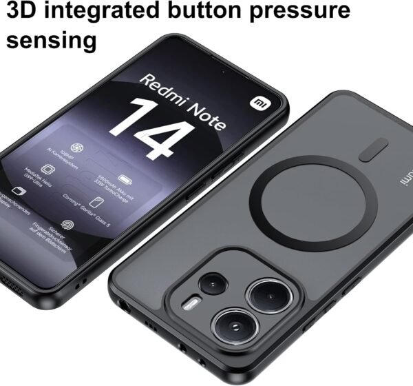 Magnetické puzdro Effcotuo pre Xiaomi Redmi Note 14 4G (nie pre 5G) [kompatibilné s MagSafe] – kompletná ochrana fotoaparátu, magnetické puzdro na mobil, odolné proti nárazom, tenké, priehľadné