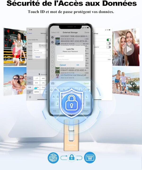 USB kľúč, 256 GB, USB 3.0, vysokorýchlostný prenos, 4 v 1, USB kľúč pre iOS, Android, tablet, typ C a PC, USB kľúč typu C, ukladanie fotografií, videí a súborov (zlatý)