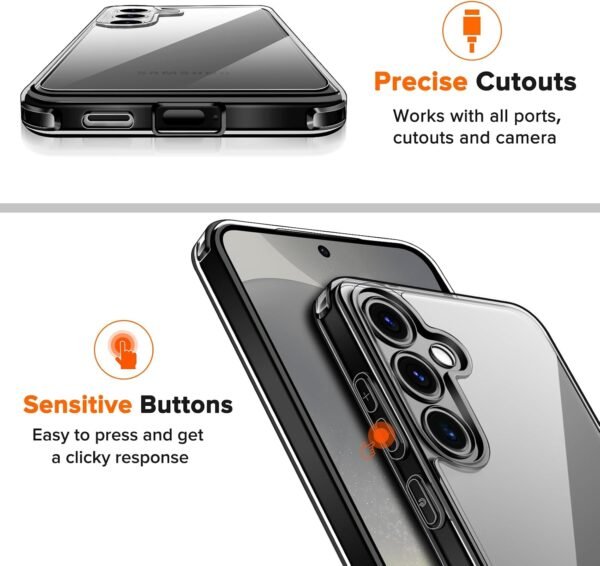 ivoler Priehľadné puzdro pre Samsung Galaxy S24 5G, ktoré nikdy nežltne, 1 puzdro na mobil s 2 kusmi pancierového ochranného skla, [vojenská ochrana] nárazuvzdorné priehľadné ochranné puzdro, tenké a priehľadné