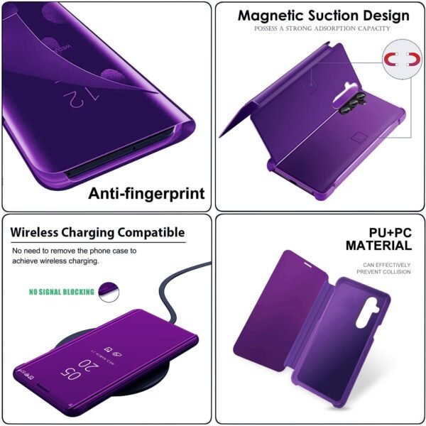 71O2AiaSPcL._AC_SL1500_.jpg Puzdro na mobil pre Samsung Galaxy A56 Kožené skladacie puzdro typu flip Originálne puzdro Clear View so zrkadlom pre Galaxy A56 360° odolné proti nárazom kožené puzdro s funkciou stojana Mirror Case pre Samsung