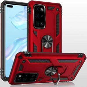 71PfstAOZWL._AC_SL1500_.jpg Fetrim Puzdro pre Huawei P40, dvojvrstvové nárazuvzdorné ochranné puzdro s otočným krúžkom pre Huawei P40, červené