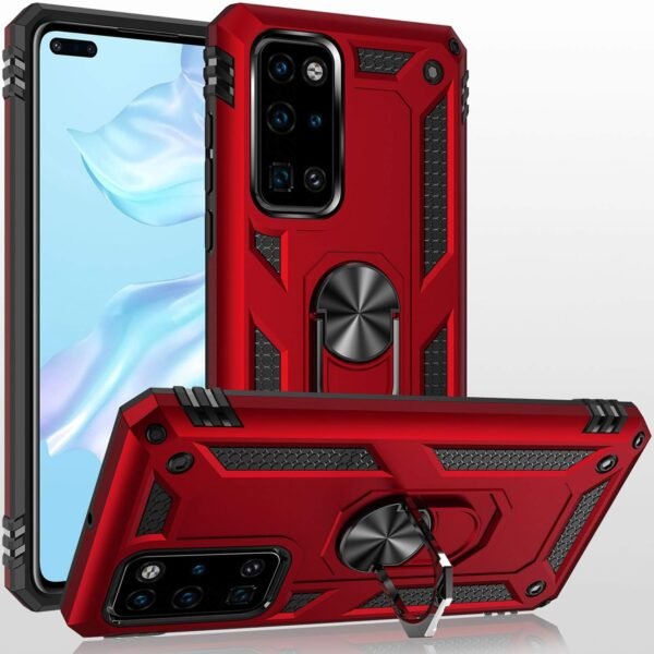 71PfstAOZWL._AC_SL1500_.jpg Fetrim Puzdro pre Huawei P40, dvojvrstvové nárazuvzdorné ochranné puzdro s otočným krúžkom pre Huawei P40, červené