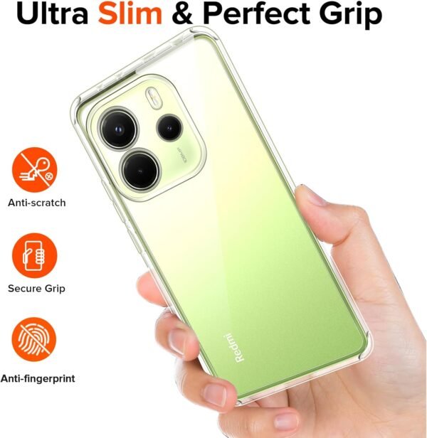 71RvJl9ZRL._AC_SL1500_.jpg ivoler Priehľadné puzdro pre Xiaomi Redmi Note 14 4G (nie pre Redmi Note 14 5G), ktoré sa nikdy nezžltne, 1 puzdro na mobil s 2 kusmi pancierového ochranného skla, nárazuvzdorné priehľadné ochranné puzdro, tenké