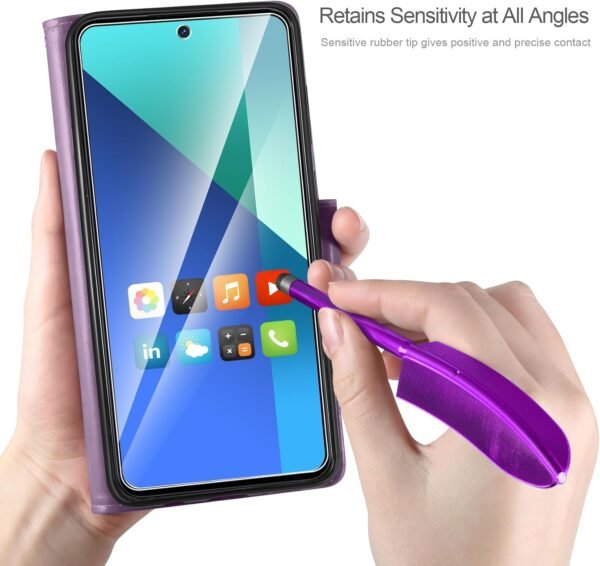 71SU3ImhVtL._AC_SL1500_.jpg AROYI Kožené puzdro kompatibilné s Xiaomi Redmi Note 13 4G (nie je vhodné pre 5G) – puzdro a ochranná fólia, peňaženkové puzdro na mobilný telefón, kožená taška, priehradky na karty, ochranné puzdro kompatibilné