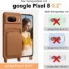 Silikónové puzdro na mobil Google Pixel 8 s remienkom, puzdro na mobil s priehradkou na karty, odnímateľná retiazka, ochranné puzdro odolné proti nárazom pre Google Pixel 8 (žltohnedé)