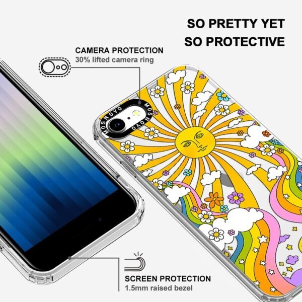 MOSNOVO Puzdro pre iPhone SE/iPhone 8/iPhone 7 – priehľadné, tenké, odolné proti nárazom, puzdro na mobil z TPU + PC, [ochrana proti pádu/poškriabaniu z 6,6 stôp] – psychedelické umenie 70. rokov Groove