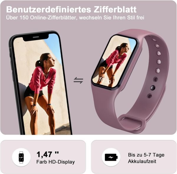Inteligentné hodinky Blackview, dámske, pánske, vodotesné fitness hodinky, 1,47", farebný displej, fitness tracker s krokomerom, monitorom spánku, meraním srdcovej frekvencie, športové hodinky s 24 športovými režimami