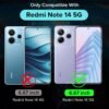 ivoler Priehľadné puzdro pre Xiaomi Redmi Note 14 5G, ktoré nikdy nežltne (nie je určené pre Redmi Note 14 4G), 1 puzdro na mobil s 2 kusmi pancierového ochranného skla, nárazuvzdorné priehľadné ochranné puzdro, tenké
