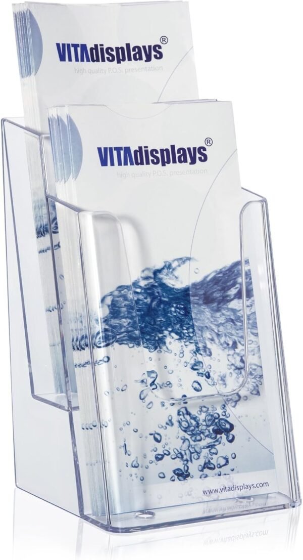 VITAdisplays® Stojan na letáky DINlang/DIN A6 (pohľadnice) / 2 poschodia, priehľadný (NE-120)