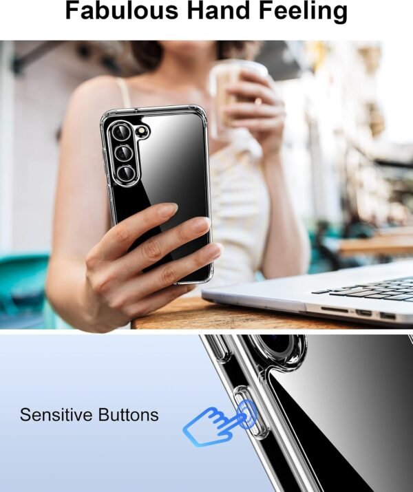 71W-OZMQGyL._AC_SL1500_.jpg HOOMIL Crystal Clear puzdro pre Samsung Galaxy S23+ Plus, protižltnúce priehľadné puzdro na mobil, odolné proti nárazom, ochranné puzdro – zelené