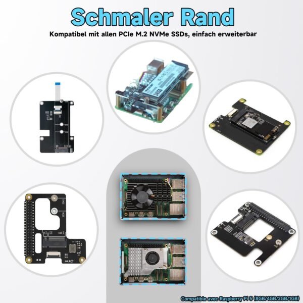 Miuzei Kovové puzdro pre Raspberry Pi 5 s podporou PCIe M.2 NVMe SSD Shield Top X1001/ X1003/ X1000 – všetky rozširujúce dosky SSD na hornej strane, puzdro pre Raspberry Pi 5 8 GB/4 GB s podporou oficiálneho aktívneho chladiča, čierne