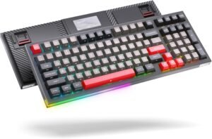 71YQN-PaZaL._AC_SL1500_.jpg KEMOVE K68 60 % herná bezdrôtová klávesnica, 2,4 GHz / Bluetooth / USB s káblom – mechanická herná klávesnica s funkciou Hotswap a spínačmi Gateron Red, rozloženie QWERTY, RGB klávesnica pre PC – čierna
