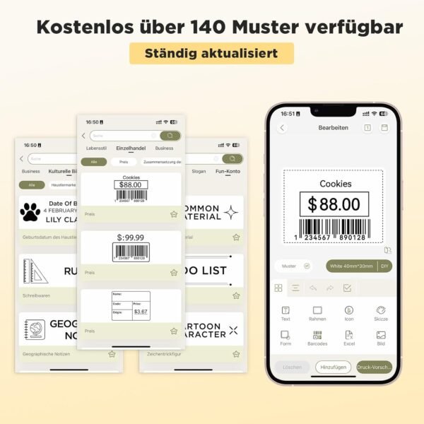 Tlačiareň štítkov SUPVAN T50M Pro s Bluetooth a vodovzdornými širokými štítkami, kompatibilná s mobilnými telefónmi a počítačmi, určená pre maloobchod, kancelárie, organizácie, školy a domácnosti