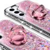 Puzdro Miss Arts pre Galaxy S22, [Silverback] Dievčenské trblietavé puzdro na mobil s podstavcom, silikónové priehľadné ochranné puzdro pre Samsung Galaxy S22 5G – ružové