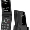 Mobilný telefón Funker C150 Comfort 4G s podporou 4G a VoLTE, s odklápacím krytom, určený pre seniorov, veľké tlačidlá, jednoduché ovládanie, tlačidlo SOS, USB-C, 3 priame pamäťové miesta, 2000 kontaktov, nabíjací stojan, čierna farba