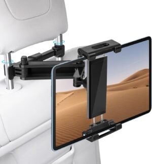 71cDf92mlqL._AC_SL1500_.jpg Držiak na tablet do auta, držiak na iPad na opierku hlavy do auta, otočný o 360° s výsuvnou tyčou, univerzálny držiak na opierku hlavy pre Samsung Tab, iPad, Switch a zariadenia s uhlopriečkou 4,7–11 palcov, držiaky na tablety do auta