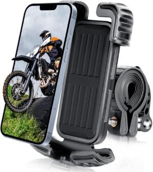 71cdFhBATiL._AC_SL1500_.jpg AiQInu Držiak na mobilný telefón na riadidlá bicykla, držiak na mobilný telefón na motocykel, držiak na smartfón na bicykel, držiak na telefón na bicykel, príslušenstvo na motocykel, univerzálny držiak na riadidlá pre iPhone